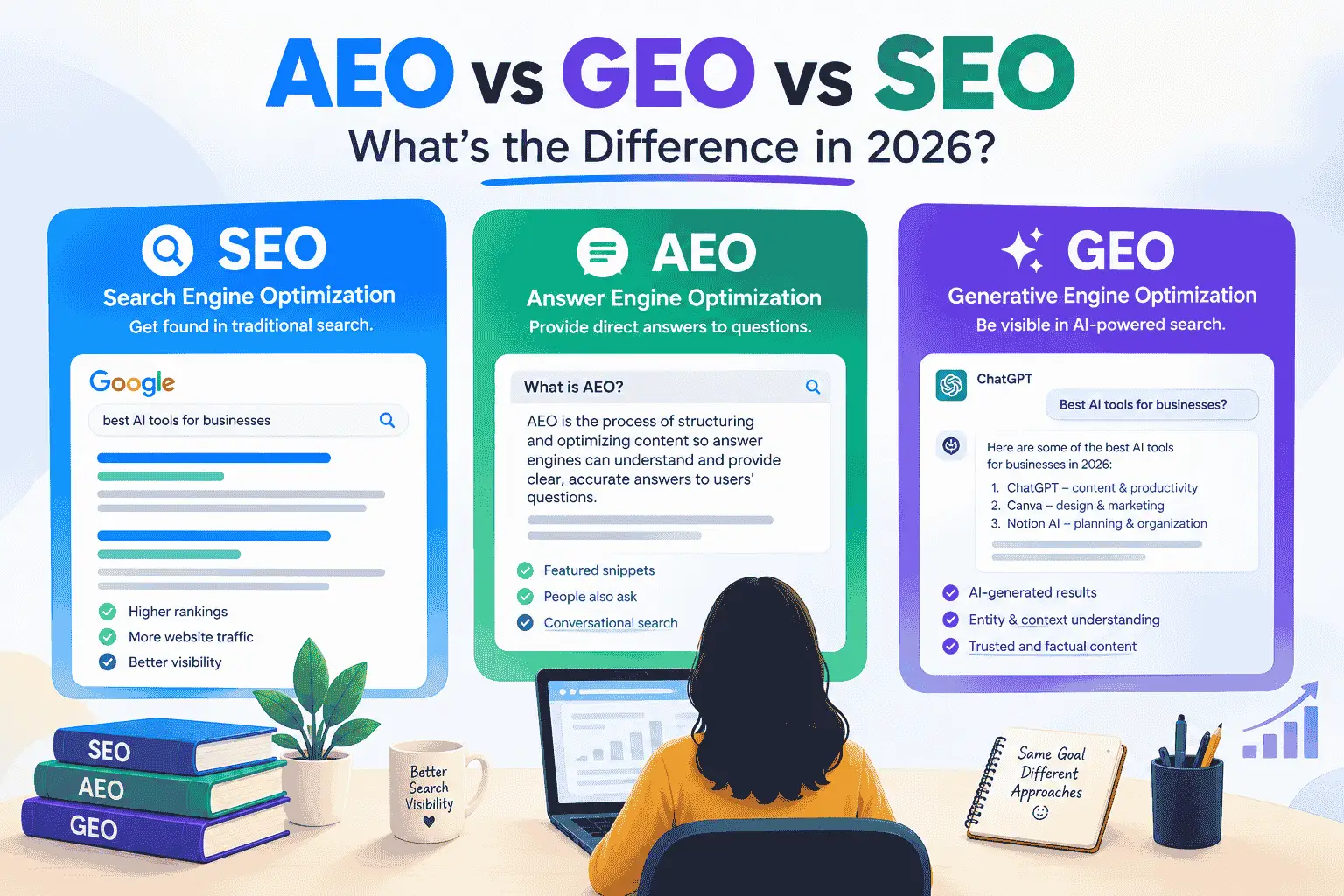 AEO vs GEO vs SEO: What’s the Difference in 2026?